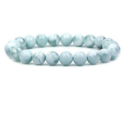 Keleny Gem Semi Precious Gemstones 8mm Natural Stone Round Beads Rock Crystal Jasper Stretch Bracelet 7 Inch Unisex - color: Green Angelite