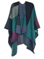 MissShorthair Women's Printed Shawl Wrap Fashionable Open Front Poncho Cape, Gift for Women - color: A-navy Black