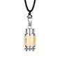 Men's Stainless Steel Open Lucky Buddha Mantra Pendant Necklace Bottle Container Memorial with Braided Rope - color: Mantra - Gold (big)