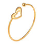 U7 Unisex Simple Cuff Bracelet 18K Real Gold Platinum Plated Fine Bracelets Fashion Jewelry Open Bangle Cuff Bracelets, Twisted or Heart Style - color: F.Heart End-18K Gold