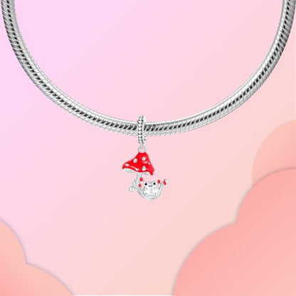 Prayer Cross Elephant Airplane Suitcase Charm 925 Sterling Silver Charms fits for Bracelets Necklace Pendant Bead Charms Jewelry Gift for Women Family - color: Frog Mushroom Charm