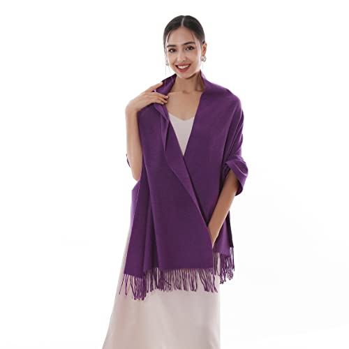 RIIQIICHY Winter Scarfs for Women Pashmina Shawls Wraps for Evening Dresses Large Warm Soft Scarves - color: Purple-1