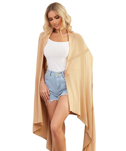 Tencel Cashmere Shawl Wraps for Women,Pashmina Stole Airplane Travel Wool Scarf Blanket Wrap Lightweight UPF 50+ - color: Gingeryellow