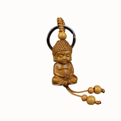 Buddhism Wooden Statue Handmade Wood Sculpture Decor Boxwood Vintage Decoration Desk Ornament for Living Room Bedroom Office Home Feng Shui Sculptural