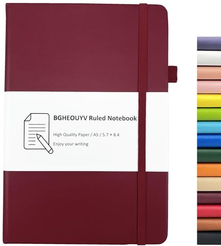 Notebook Journal, College Ruled Notebook Lined A5 160 Pages,Hard Cover Journals for Writing, Notebooks for Work Office School Women Men,5.7 inches x 8.4 inches(Wine Red) - color: Wine Red