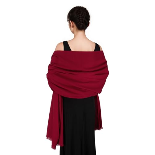 Pashmina shawls and wraps for Evening Dresses Scarf for Women Winter Shawl Wraps for Women Weedings - color: Wine Red