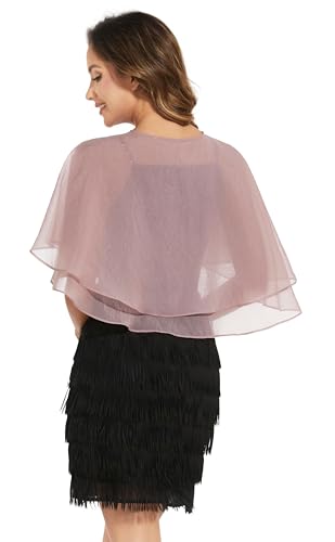 Women's Sheer Tencel Shawls and Wraps for Evening Dresses Soft Wedding Cape Lightweight Bridesmaid Scarves Cover Up - color: Blush