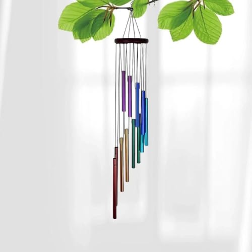 Mixed Color Outdoor Wind Chimes, 12 Aluminum Tubes & Hook, Decor for Home, Patio, Garden - color: Mixed Color
