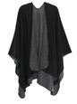 MissShorthair Women's Printed Shawl Wrap Fashionable Open Front Poncho Cape, Gift for Women - color: B-gray Black