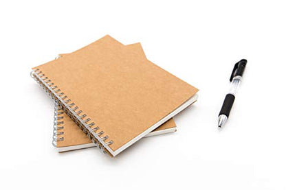 Soft Cover Spiral Notebook Journal 2-Pack, Blank Sketch Book Pad, Wirebound Memo Notepads Diary Notebook Planner with Unlined Paper, 100 Pages/ 50 Sheets, 7.5 inch x 5.1 inch (Brown) - size: Pack of 2