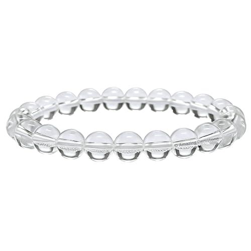 Amazing Gemstone Crystal Bracelet for Women Men's Gifts - Protection Healing Crystal Bracelet - 8mm Gemstone Beaded Stretchable Bracelet Pulseras Para Hombres Mujer Stocking Stuffers Mothers Day Gift (Clear Quartz) - color: Clear Quartz