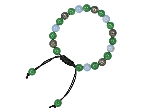 Amazing Gemstone Motivational Bracelet for Women Men Manifestation - Pyrite Angelite Green Aventurine Bracelet for Healing Calming Anxiety Stress Relief Gifts Pulseras Para Hombres Mujer (Adjustable) - color: Motivation & Self Belief