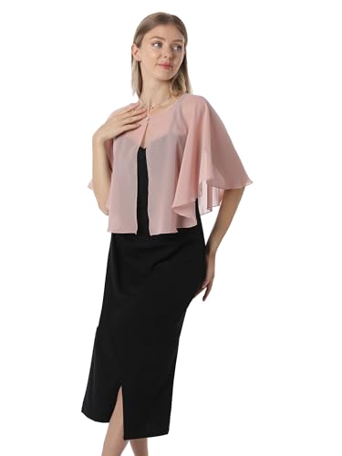 Chiffon Capelet Soft capes Shawls and Wraps for Evening Dress Wedding Cape 1920s shawl accessories for women - color: Blush