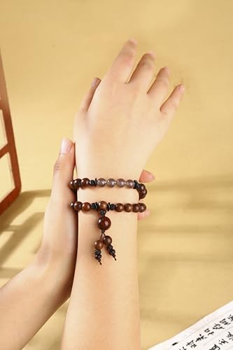 Unisex mala bracelet for Men and Women, Healing Bracelet, natural wood, 45 beads 8mm, 15" stretch, double‑wrap, meditation & luck, with gift pouch.