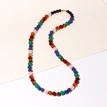7 Chakra Beaded Necklace Protection and Spiritual Crystals and Healing Stones Necklaces for Women Balance Meditation Anti Anxiety Jewelry Gifts Unisex - style: Bohemian