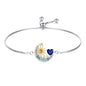 925 Sterling Silver Moon and Sun Star Adjustable Link Bracelet for Women with 12 Month Birthstone Birthday Jewelry - style: 09 - Sept.