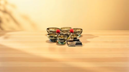 Chakra Healing Tibetan Singing Bowl - Set of 7 - Hand Hammered Tibetan Meditation Singing Bowl Nepal