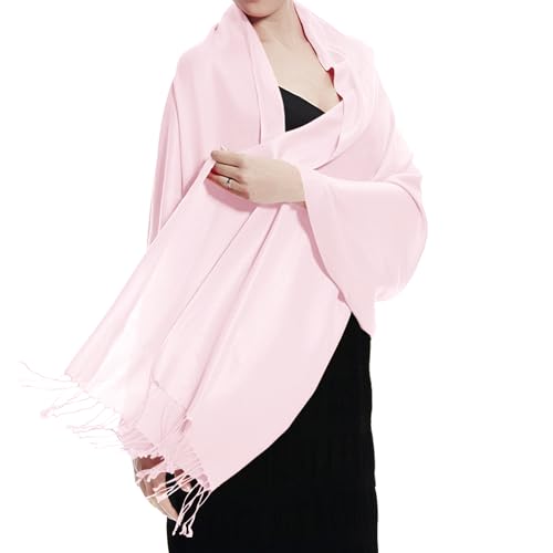 TZ Promise Women Pashmina Shawls and Wraps for Evening Dresses,Soft Large Long Scarf for Wedding,Bride Bridesmaid Gifts - color: Baby Pink