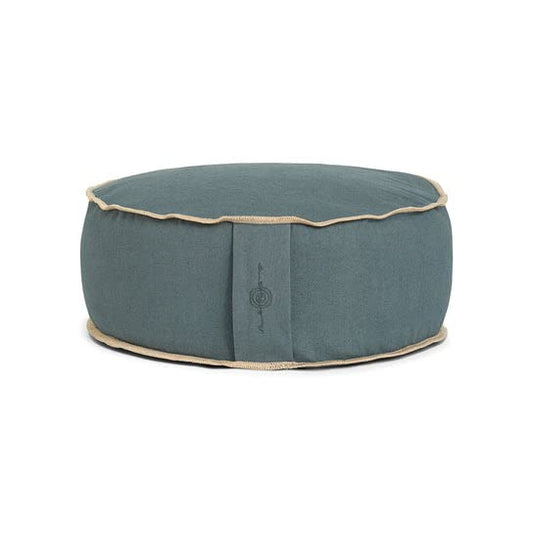 Organic Round Meditation Cushion by renoo - Durable Comfortable Cotton, Linen, Hemp - Modern Zafu - Buckwheat Floor Pillow Yoga Bolster in 15 Colors Removable Cover - 15 inches - Ocean - color: Ocean