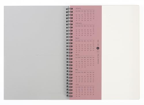 Blank Spiral Notebook 10.12 x 7.36 in (B5), 160 Pages Blank Paper, Notebook for Sketching, Writing & Study, Calendar Card Included (2025) (Old Rose) - color: Old Rose