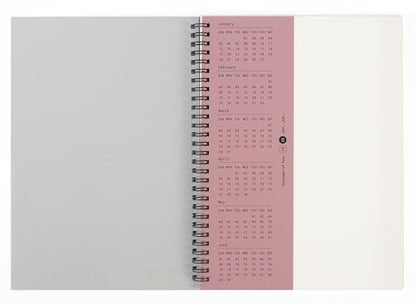 Blank Spiral Notebook 10.12 x 7.36 in (B5), 160 Pages Blank Paper, Notebook for Sketching, Writing & Study, Calendar Card Included (2025) (Old Rose) - color: Old Rose