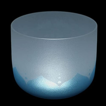 Leize Blue Lotus Design Crystal Singing Bowl G Note Throat Chakra Blue 8" with Heavy Duty Carrying Case Suede Striker - color: lotus design, size: 8" G Note