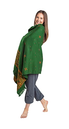 Meditation Shawl or Blanket, Exotic Shawl/Wrap, Oversize Scarf or Stole. Unisex - color: Green