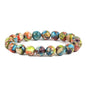 Justinstones Gem Semi Precious Gemstone 10mm Round Beads Stretch Bracelet 7 Inch Unisex - color: Dyed Multicolor Sea Sediment Jasper