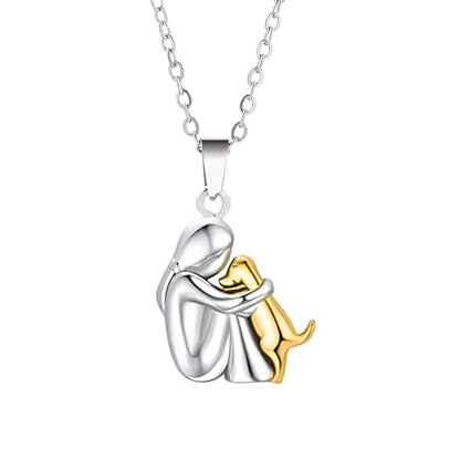 925 Sterling Silver Hug Necklace For Women And Men, 14K Yellow Gold Hugged Dog Necklace, Mom And Hug, Hug Angel Wings Pendant, Two Hands Hugs And Kisses Necklace, Hugging Necklaces For Women