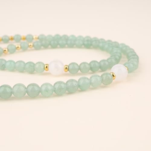 COAI Japamala Namaste Charm 108 Mala Beads Wrap Bracelet Stone Beaded Necklace - style: Green Aventurine