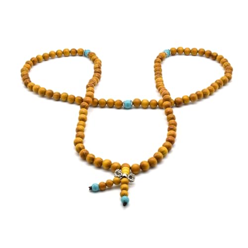 Zen Dear Natural Golden Sandalwood Mexican Bocote Mala Prayer Bead Bracelet Link Wrist Necklace Mala Beads - style: 8mm 108 beads special
