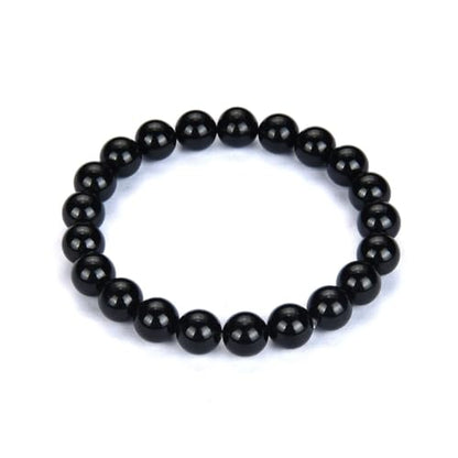 Adabele 1pc Natural Stretch Gemstone Bracelet 8mm (0.31") Bead 7" to 8.5 inch Healing Crystal Energy Quartz Chakra Jewelry Women Unisex Birthday Gift - color: Grade A Black Tourmaline, size: 7 inch