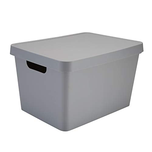Simplify Large Vinto Storage Box | Stackable | Home Organization | Bathroom | Accessories | Toys | Closet | 2 Handles | Grey - color: Grey, size: Large