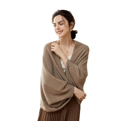 Fuxiqar Wrap Sweater for Women Warm Shawl Blanket Scarf with Sleeves Poncho Pashmina Shall with Two Shawl Clips - color: Blue
