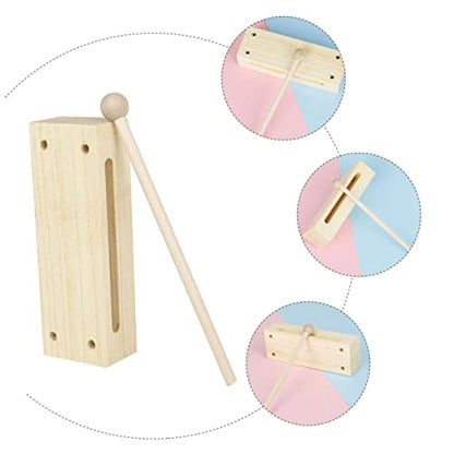 BESPORTBLE Orff Musical Wood Block Percussion Instrument with Mallet Double Tone Rhythm Block for Kids Educational Music Toy for Early Learning