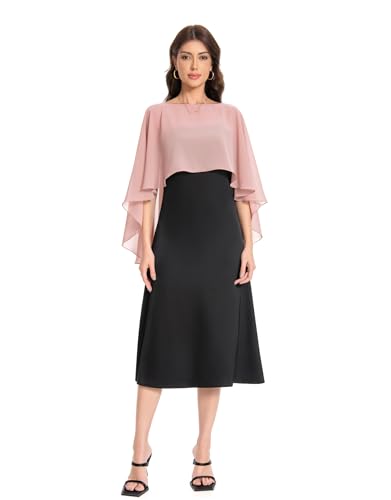 Baoqiya Women's Capelet Shawls and Wraps for Evening Dresses Soft Bridesmaid Shawl Chiffon Cape Wedding Cover Up - color: Blush