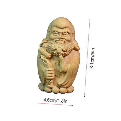 Holibanna Zen Bodhidharma Wooden Statue Ornament Hand-Carved Cypress Decor for Tea Room Artistic Home Decoration Lightweight and Craft