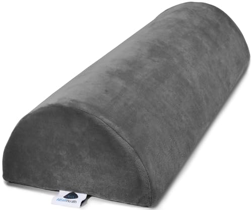 Knee Pillow for Back Sleeping | Large Half Moon Bolster Pillow for Legs, Under Knee Pillow for Sleeping on Back (20.5" x 8" x 4.5") Leg Pillow for Ankle and Foot Comfort, Machine Washable Cover, Grey - style: Knee Half Moon