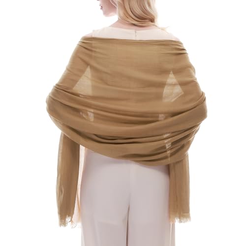 RIIQIICHY Scarf for Women Lightweight Solid Color Long Fashion Gauze Scarves Shawl Wrap - color: Camel