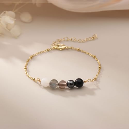 Triple Threat Protection Bracelet for Women,Evil Eye Natural Healing Crystal Beaded Bracelet for Protection - style: Empath Protection (Style 19)
