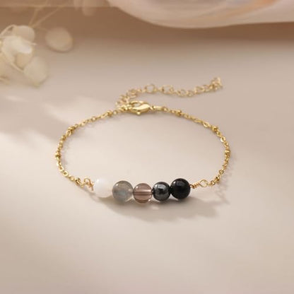 Triple Threat Protection Bracelet for Women,Evil Eye Natural Healing Crystal Beaded Bracelet for Protection - style: Empath Protection (Style 19)