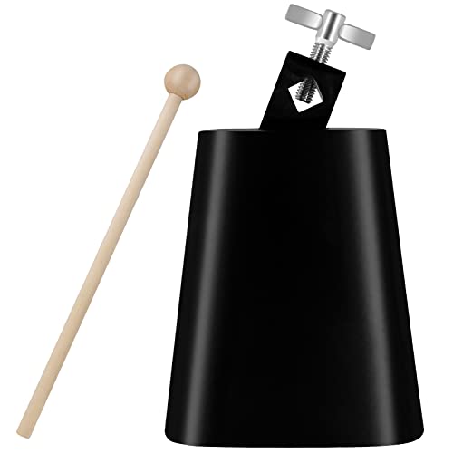 Eastrock 5 inch Metal Steel Cow Bells Noise Makers Hand Percussion Cowbell with Stick for Drum Set - size: 5''