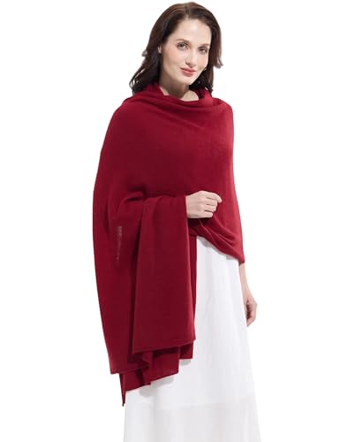 Soft Cashmere Blend Wrap Chic Scarf Stole for Women Wayfarer Travel Extra Large 87"x28" - color: Burgundy