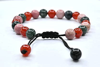 Amazing Gemstone Immunity Manifestation Bracelet - Carnelian Rhodonite Moss Agate Bracelet Set for Men Women Healing Calming Anxiety Stress Relief Gifts Pulseras Para Hombres Mujer Stocking Stuffers - color: Immunity Booster