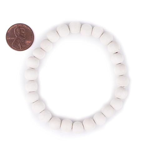 Wood Bead Bracelet - color: White, size: Medium Beads