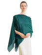 Chiffon Cape Shawl Wrap Scarf 3 Ways to Wear Elegant Sheer Capelet for Evening Dresses Weddings Parties - color: Teal Blue