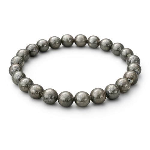 The Alchemist's Arcanum Adjustable Beaded Wrist Accessory for Men and Women, Stretch Fit Stone Bead Jewelry for Daily Wear and Gifting - color: Iron Pyrite