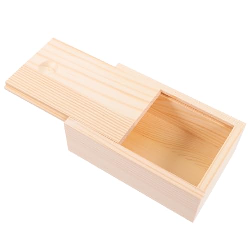 Storage Box Sliding Lid for Jewelry Lightweight Vintage Design for Organizing Accessories and Collectibles Natural Wood Finish