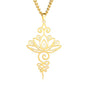 TEAMER Lotus Necklace Stainless Steel Flower of Life Necklace Yoga Meditation Pendant Inspirational Jewelry For Women - color: Style 1 - Gold