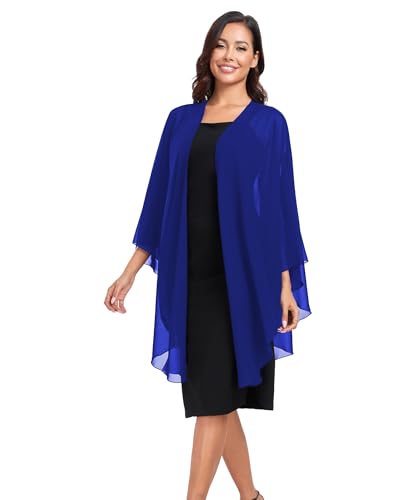 TONGFANTFL Shawls Wraps for Evening Wedding Party Chiffon Scarf Soft Bridal Wraps Wedding Guest Shawl Coverage - color: Royal Blue